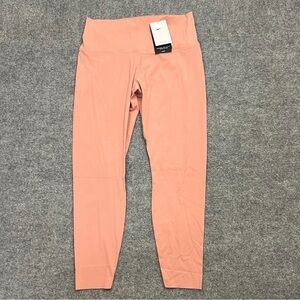 Nike Zenvy Leggings Womens Large Peach Swoosh High-Waisted Elastic Waist Yoga